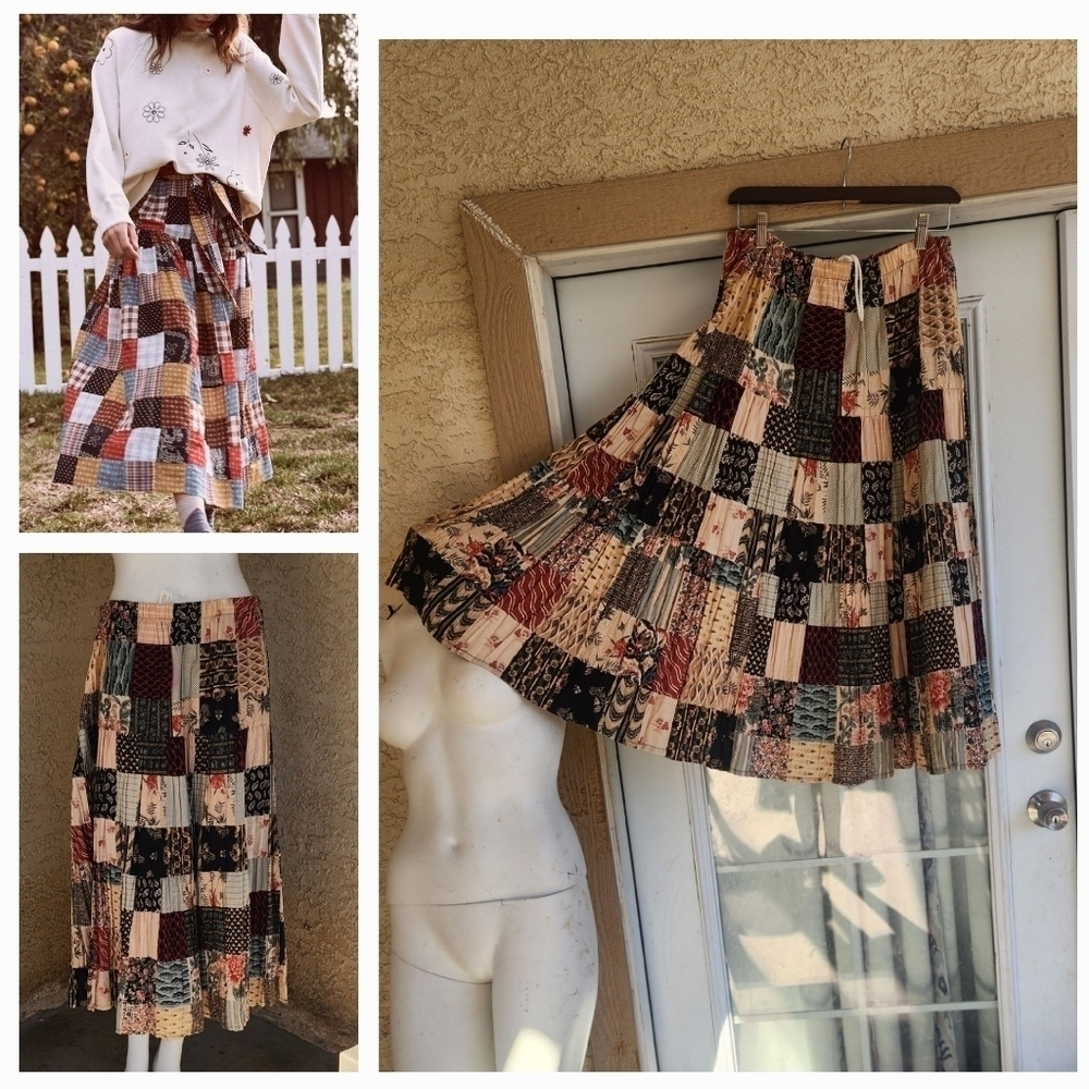 RARE Vtg.‎ My Secret Shelf Western Patchwork Skirt